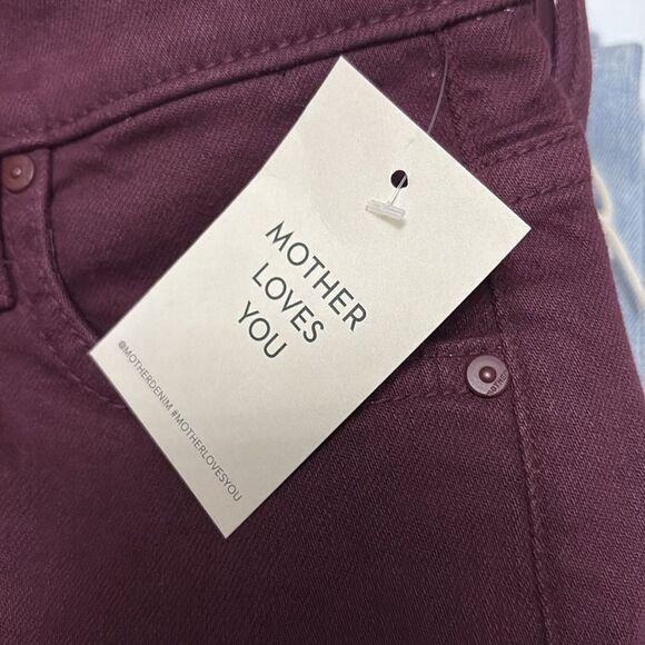 Mother The Rascal Sliced Up Heel Jeans Size 24, Burgundy, NWT  $248 - Picture 10 of 10